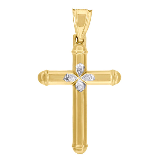 10kt Two-Tone Gold Unisex Cross Religious Charm Pendant