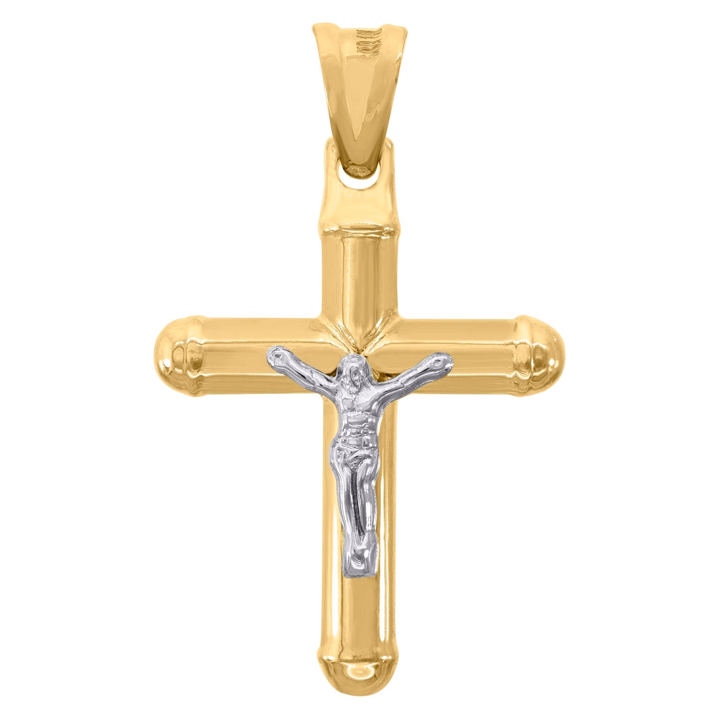 10kt Gold Two-Tone Mens Cross Crucifix Religious Charm Pendant