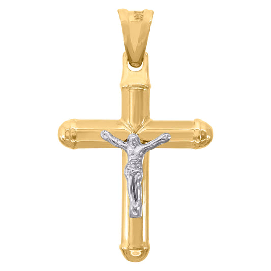 10kt Gold Two-Tone Mens Cross Crucifix Religious Charm Pendant