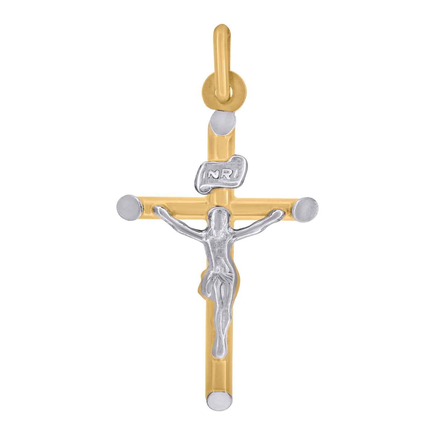 10kt Gold Two-Tone Unisex Cross Crucifix Religious Charm Pendant