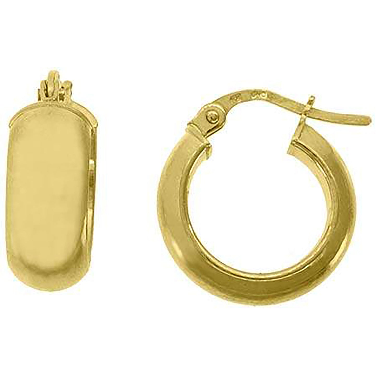 10k Yellow Gold Womens Polished Ultra Light Half Round 6mm X 10mm Hoop Earrings