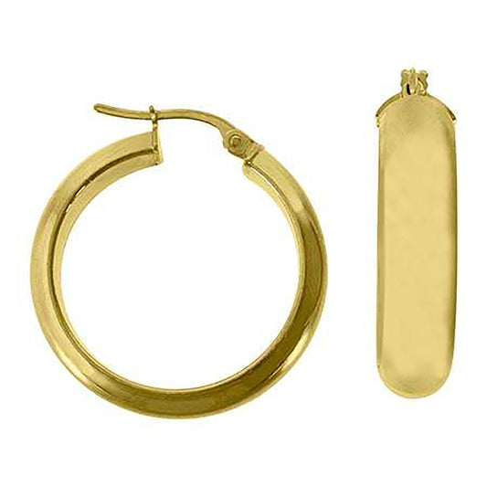 10k Yellow Gold Womens Polished Ultra Light Half Round 6mm X 20mm Hoop Earrings