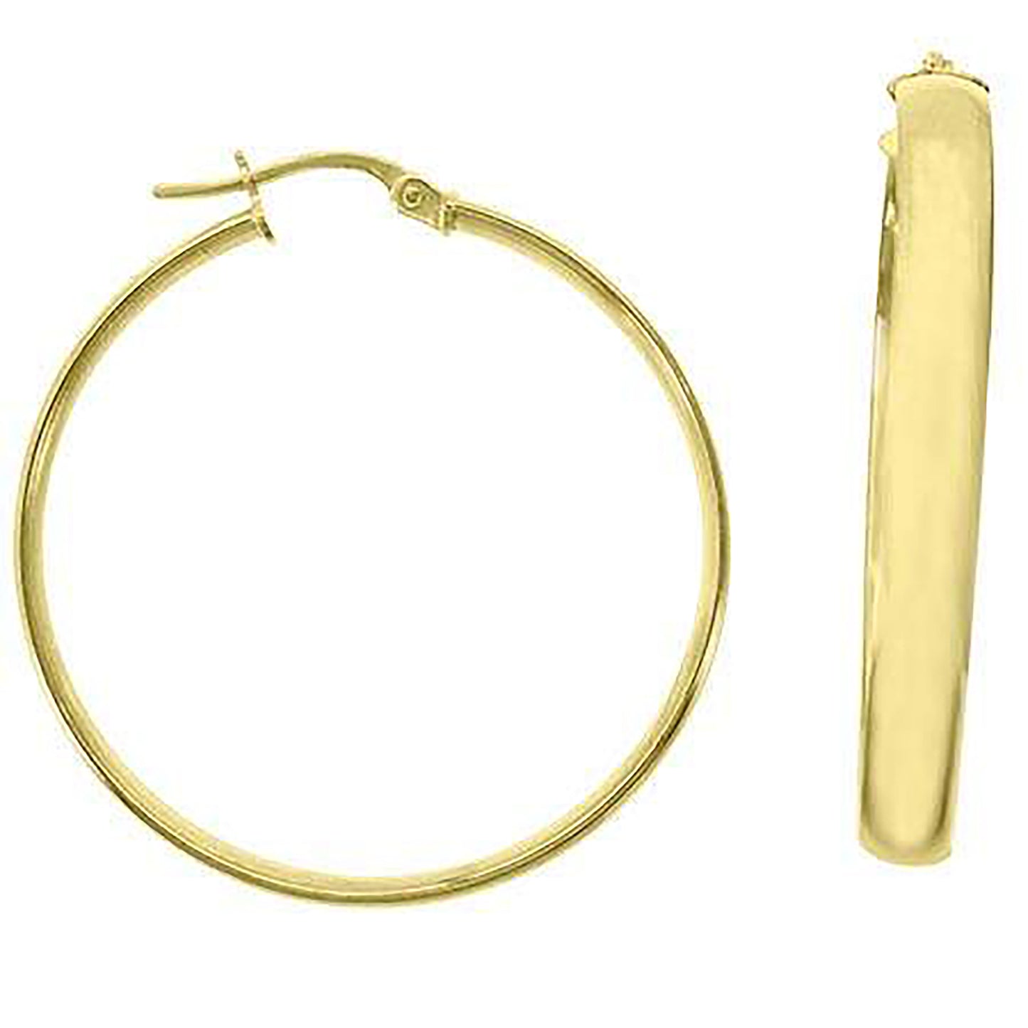 10k Yellow Gold Womens Polished Ultra Light Half Round 4mmx30mm Hoop Earrings