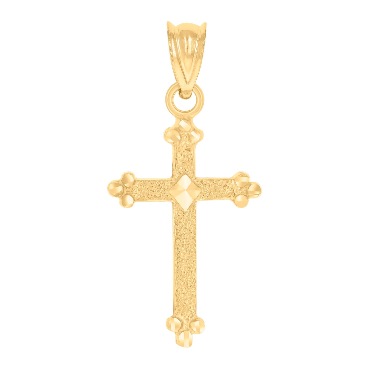 10kt Yellow Gold Diamond-Cut Womens Cross Religious Charm Pendant