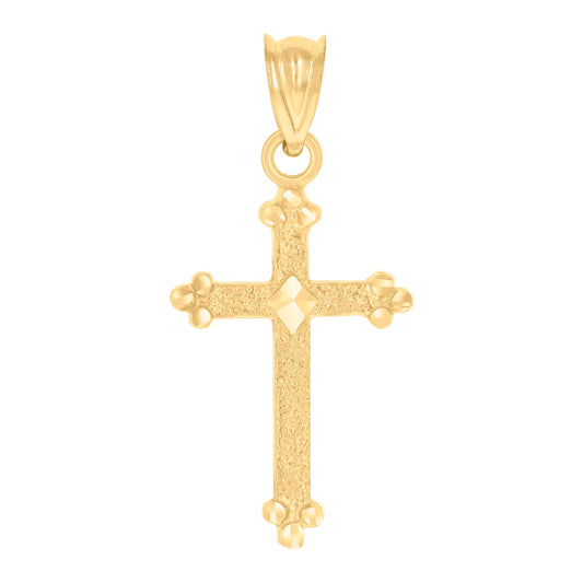 10kt Yellow Gold Diamond-Cut Womens Cross Religious Charm Pendant