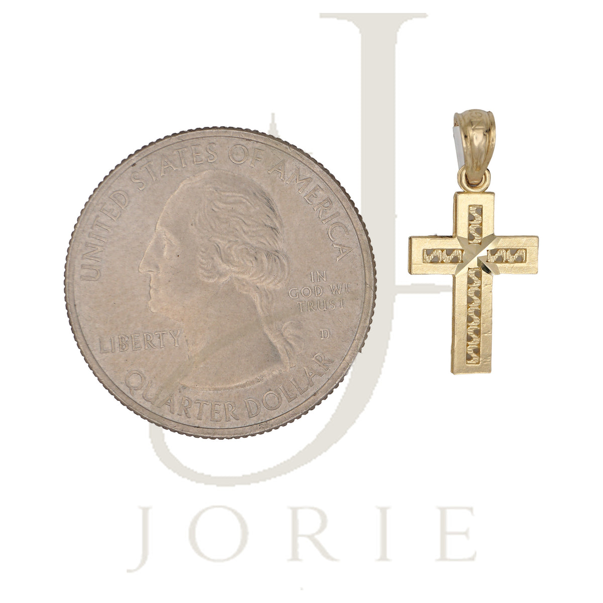10k Yellow Gold Unisex Tiny Cross Religious Charm Pendant