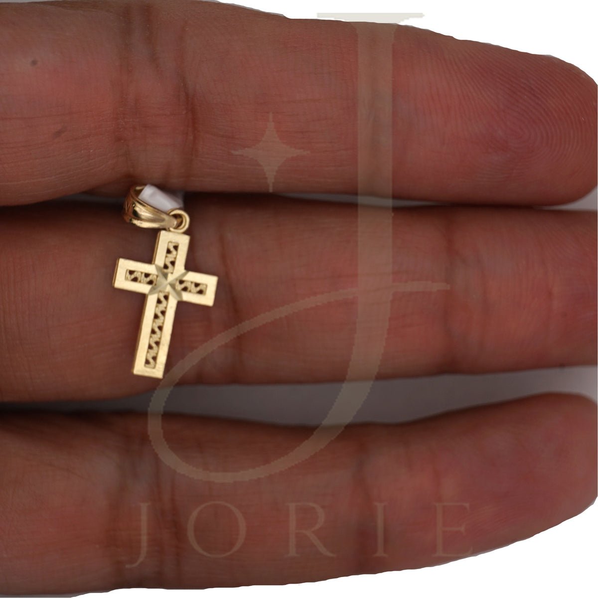 10k Yellow Gold Unisex Tiny Cross Religious Charm Pendant