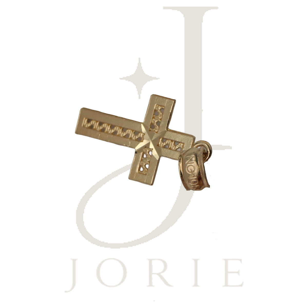 10k Yellow Gold Unisex Tiny Cross Religious Charm Pendant