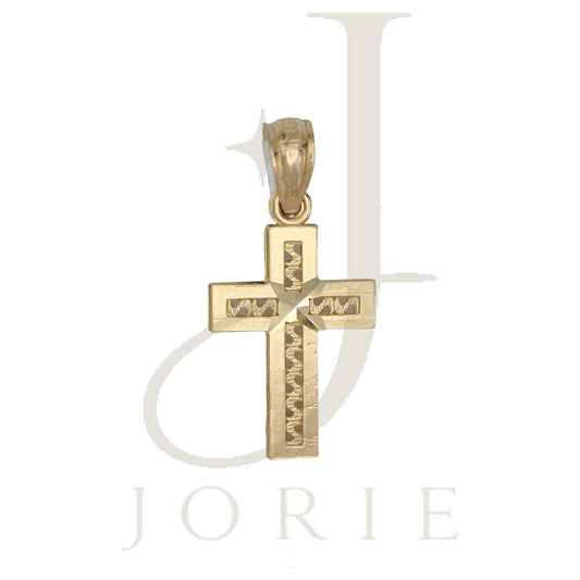 10k Yellow Gold Unisex Tiny Cross Religious Charm Pendant