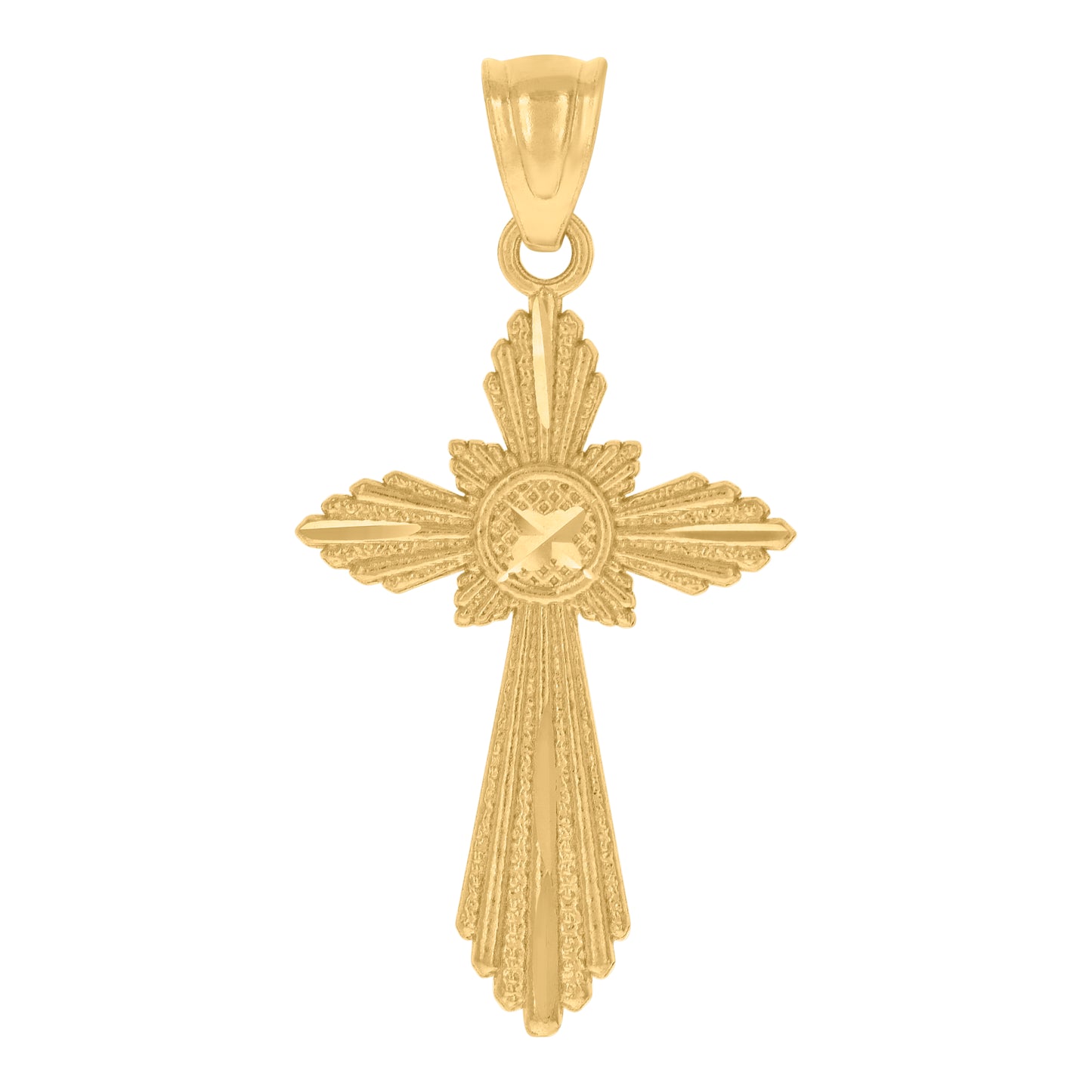 10kt Yellow Gold Textured Womens Cross Religious Charm Pendant