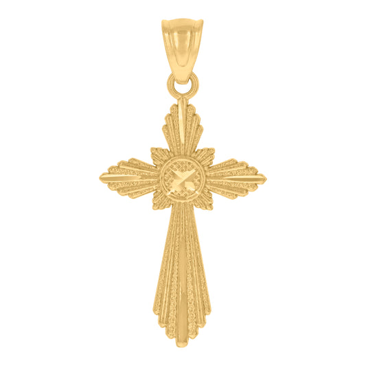 10kt Yellow Gold Textured Womens Cross Religious Charm Pendant