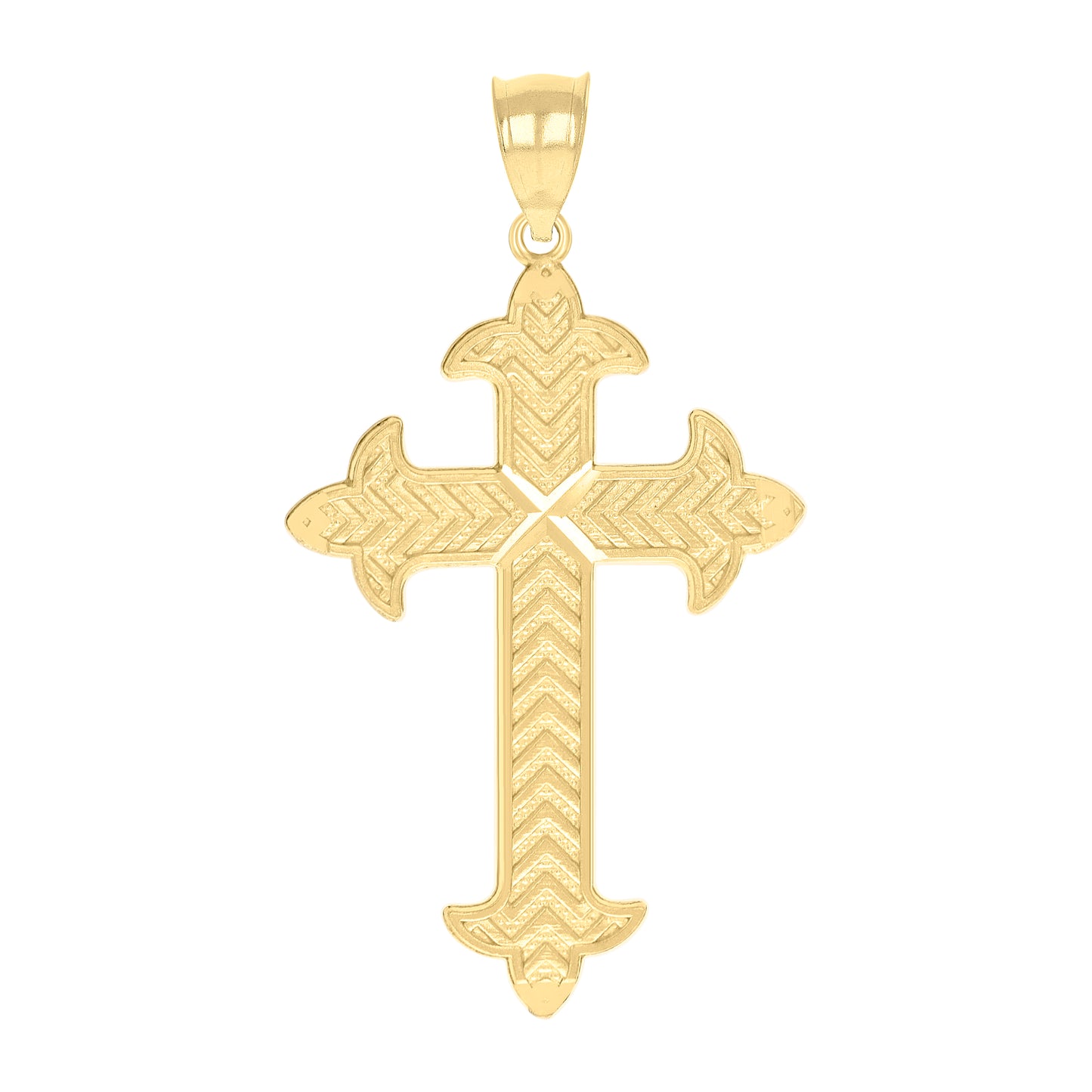 10kt Yellow Gold Diamond-Cut Womens Cross Religious Charm Pendant