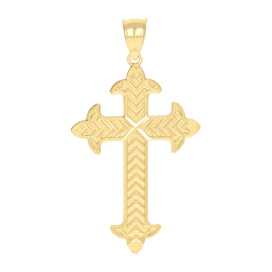 10kt Yellow Gold Diamond-Cut Womens Cross Religious Charm Pendant