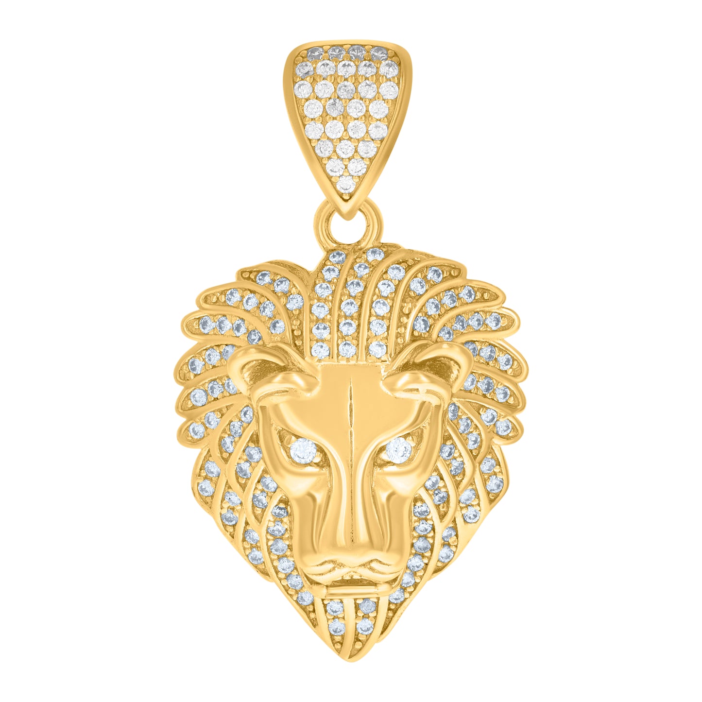 10k Yellow Gold Mens Cubic Zirconia Zodiac Sign Leo Lion Head Charm Pendant