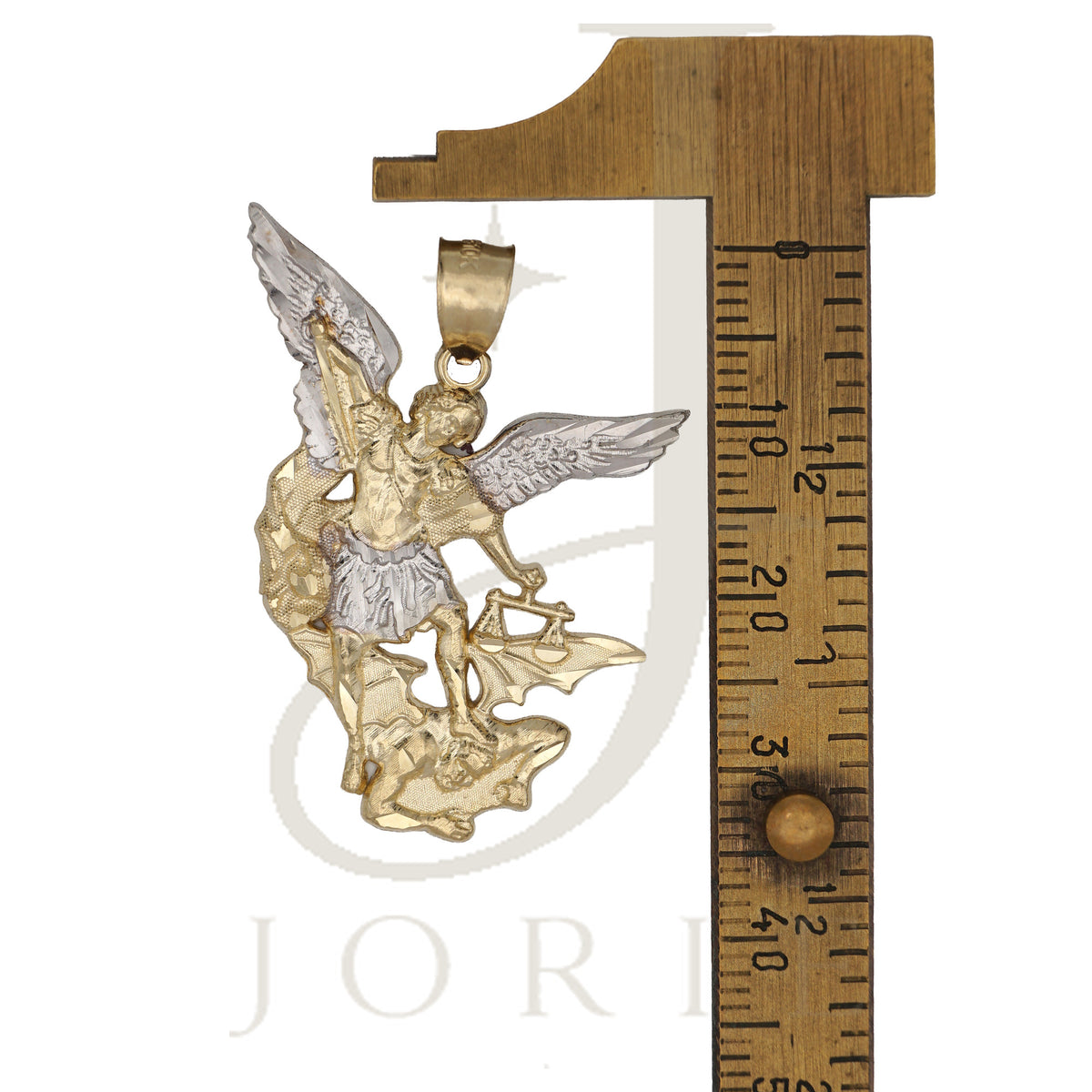 10k Two Tone Gold Mens Saints St. Michael Religious Charm Pendant