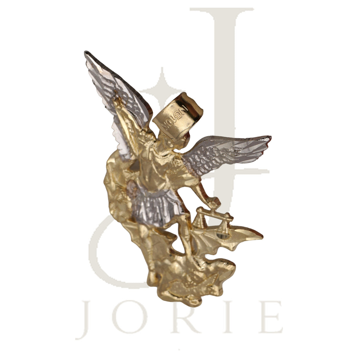 10k Two Tone Gold Mens Saints St. Michael Religious Charm Pendant
