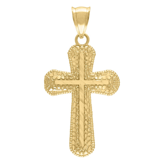 10kt Yellow Gold Mens Cross Religious Charm Pendant