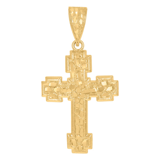 10k Yellow Gold Mens Cross Religious Charm Pendant