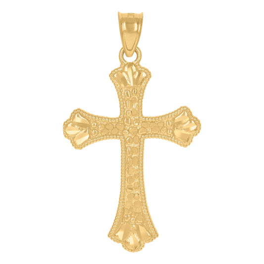10kt Yellow Gold Mens Cross Religious Charm Pendant
