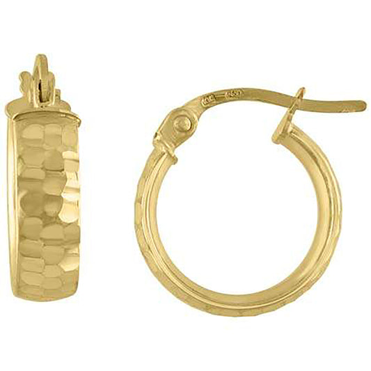 10k Yellow Gold Womens Diamond-cut 4mm X 10mm Hinged Hoops Huggies