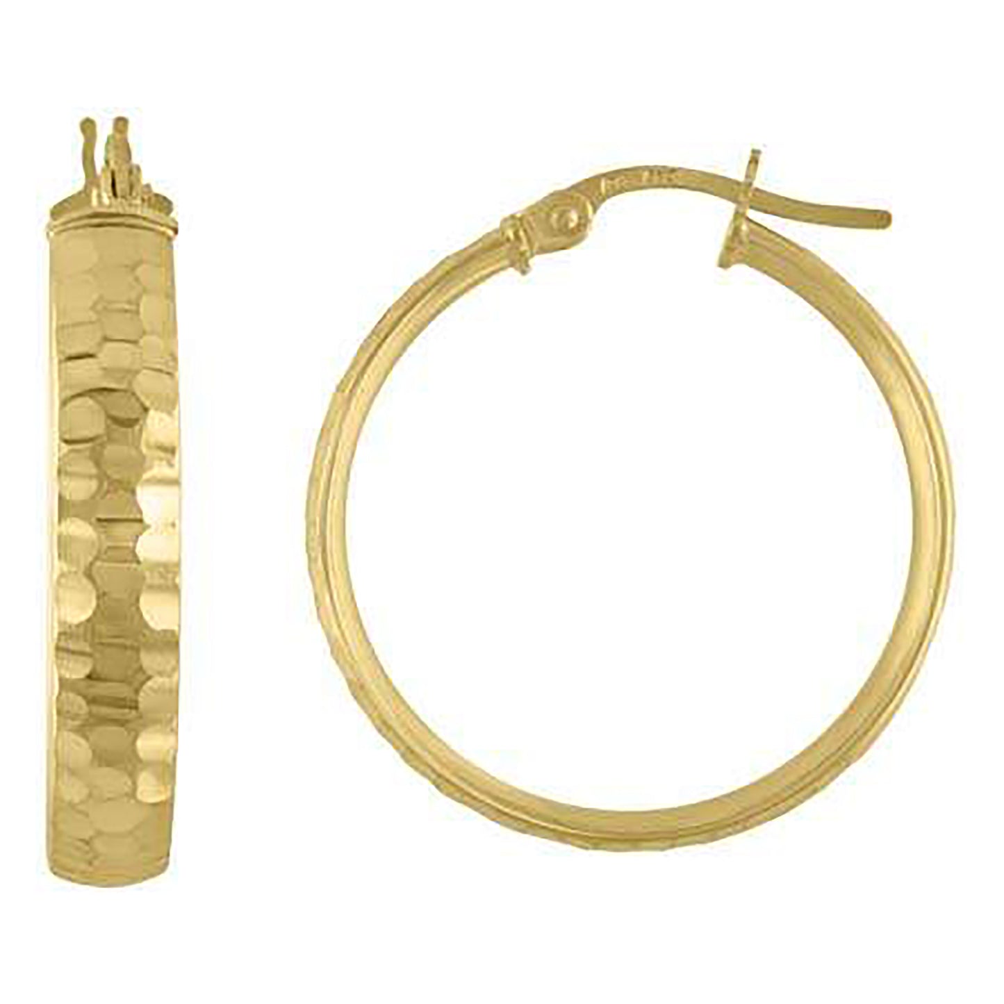10k Yellow Gold Womens Diamond-cut 4mm X 20mm Hinged Hoops Huggies