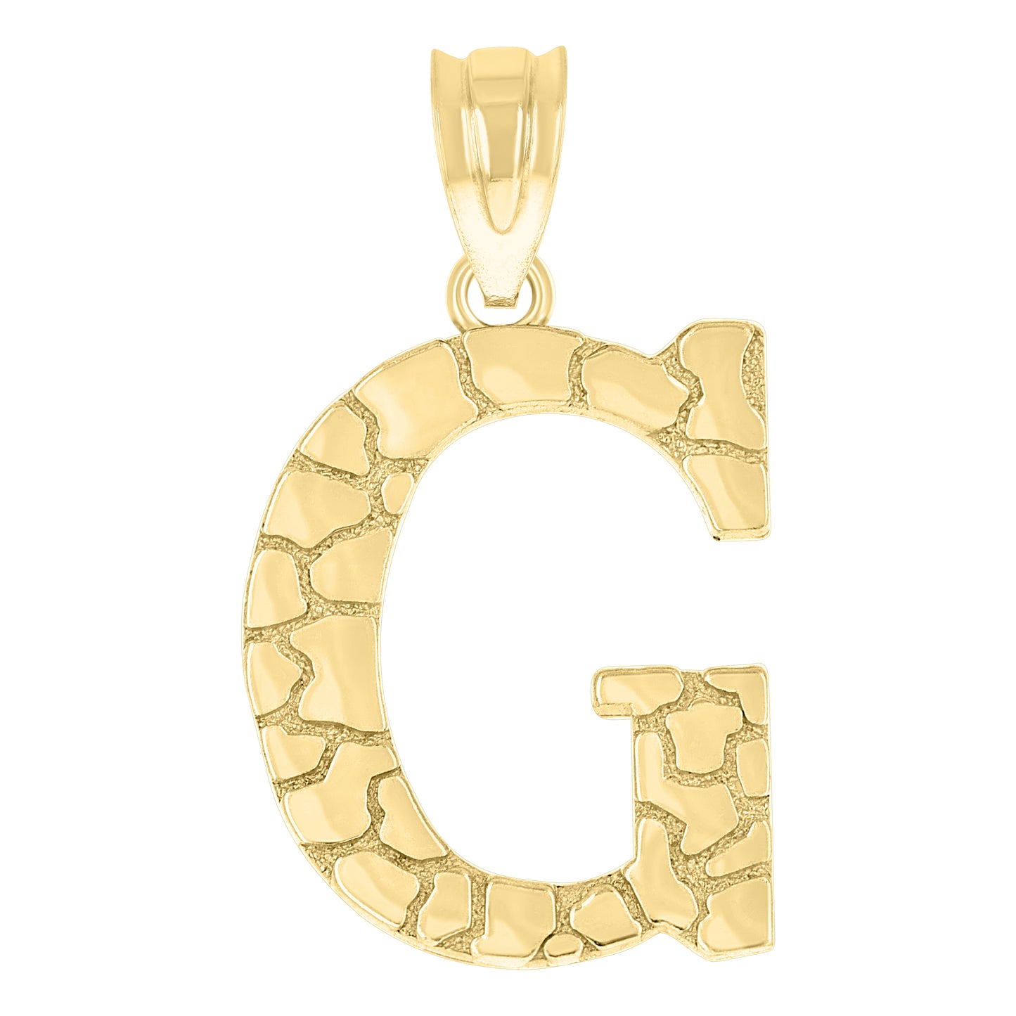 10k Yellow Gold Unisex Nugget Initial G Charm Pendant