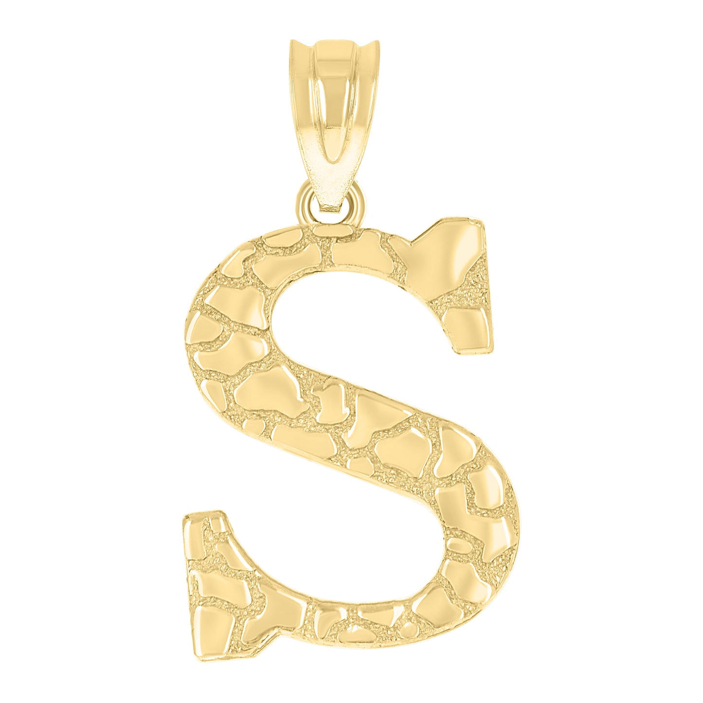 10k Yellow Gold Unisex Nugget Initial S Charm Pendant