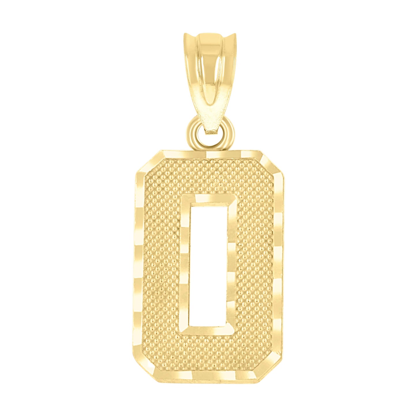 10k Yellow Gold Unisex Textured Initial Letter O Charm Pendant