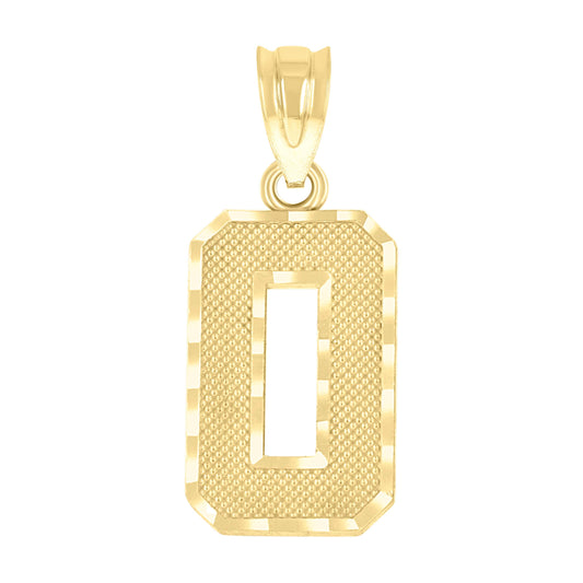 10k Yellow Gold Unisex Textured Initial Letter O Charm Pendant