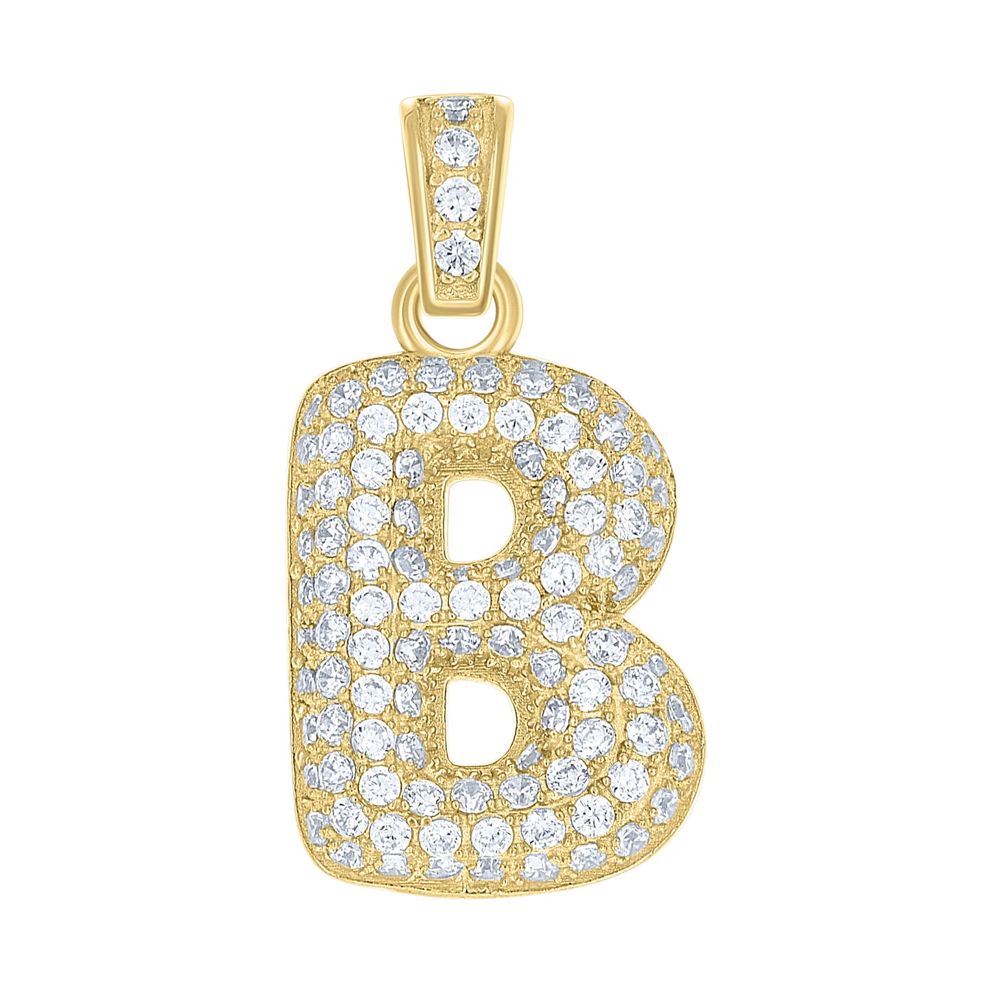 10k Yellow Gold Unisex Cubic Zirconia Bubble Initial Letter B Charm Pendant