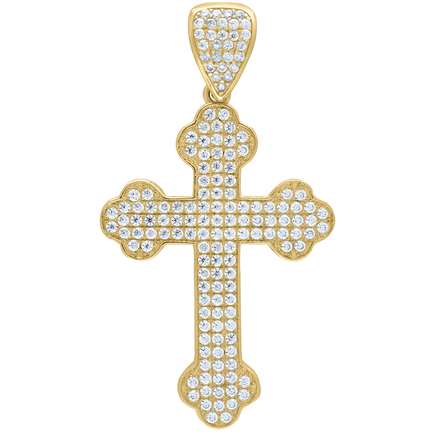 10k Yellow Gold Mens Cubic Zirconia Cross Religious Charm Pendant