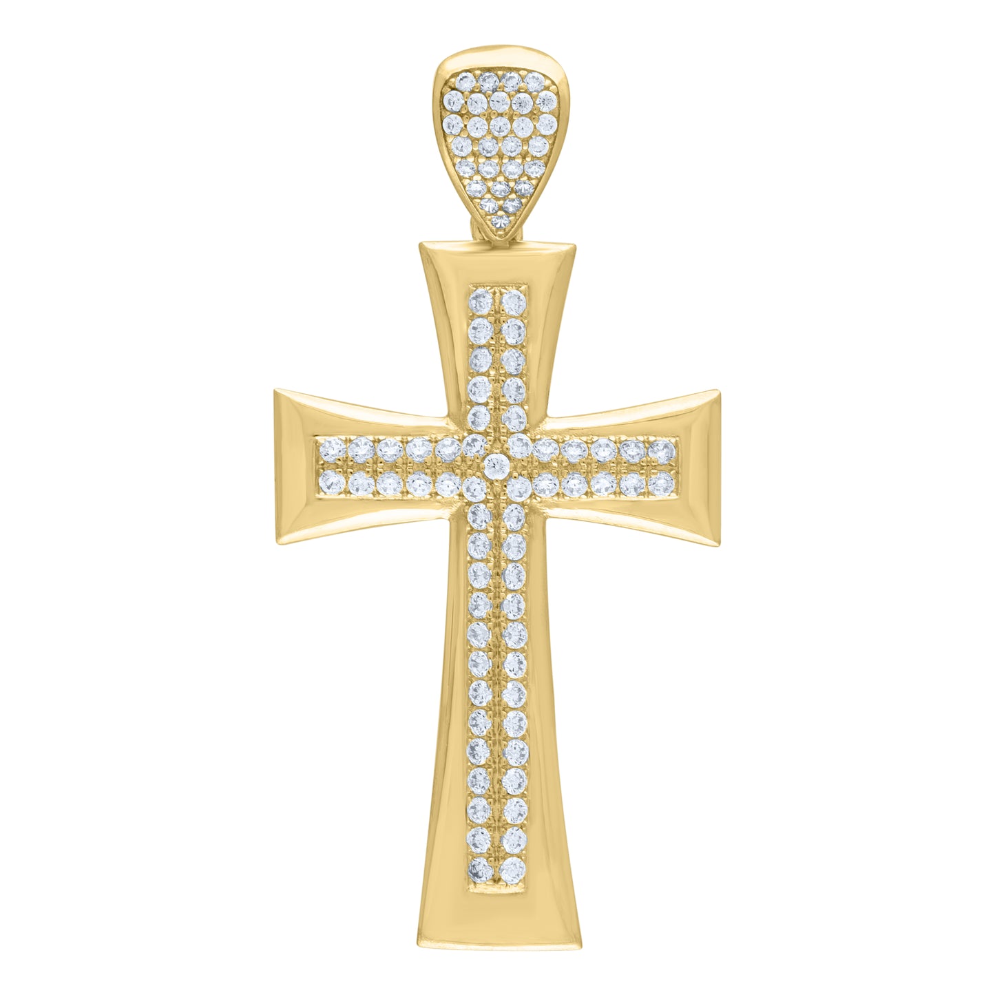 10k Yellow Gold Mens Cubic Zirconia Cross Religious Charm Pendant
