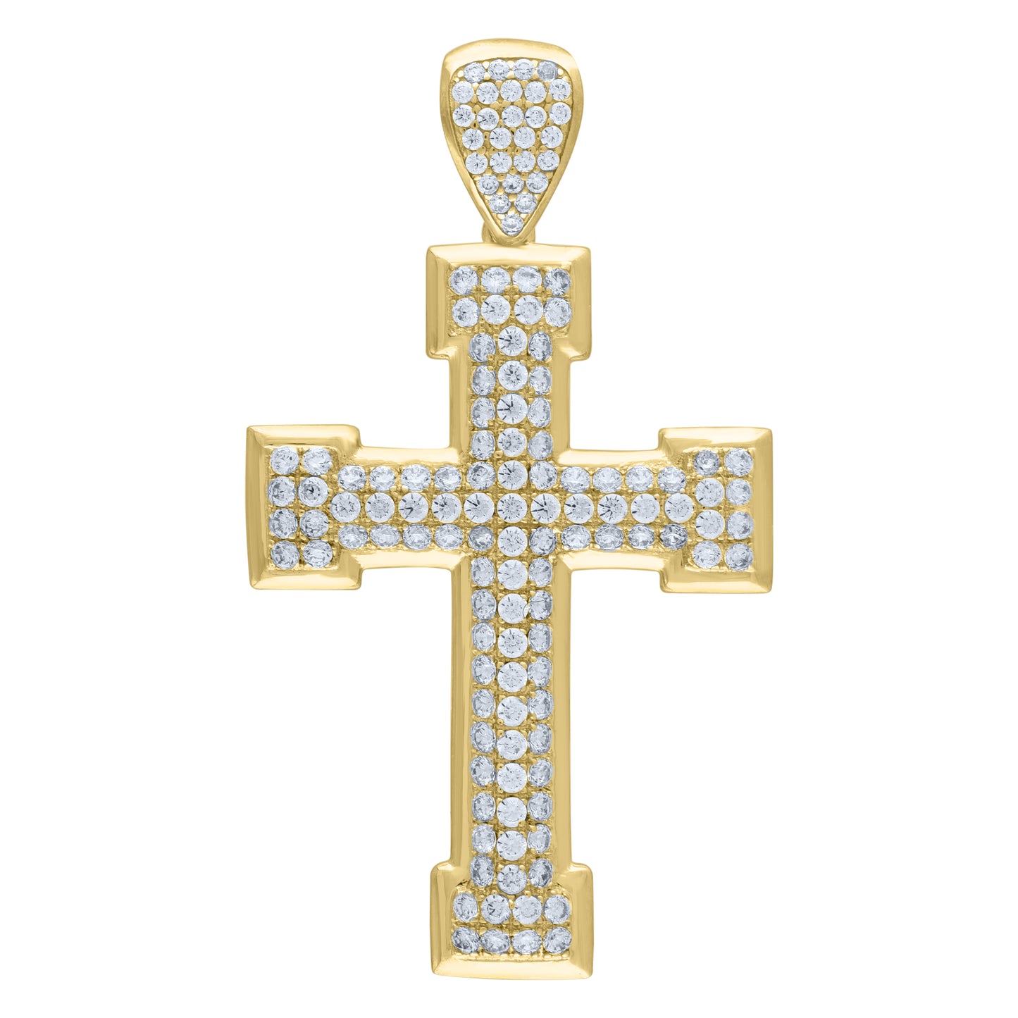 10k Yellow Gold Mens Cubic Zirconia Cross Religious Charm Pendant