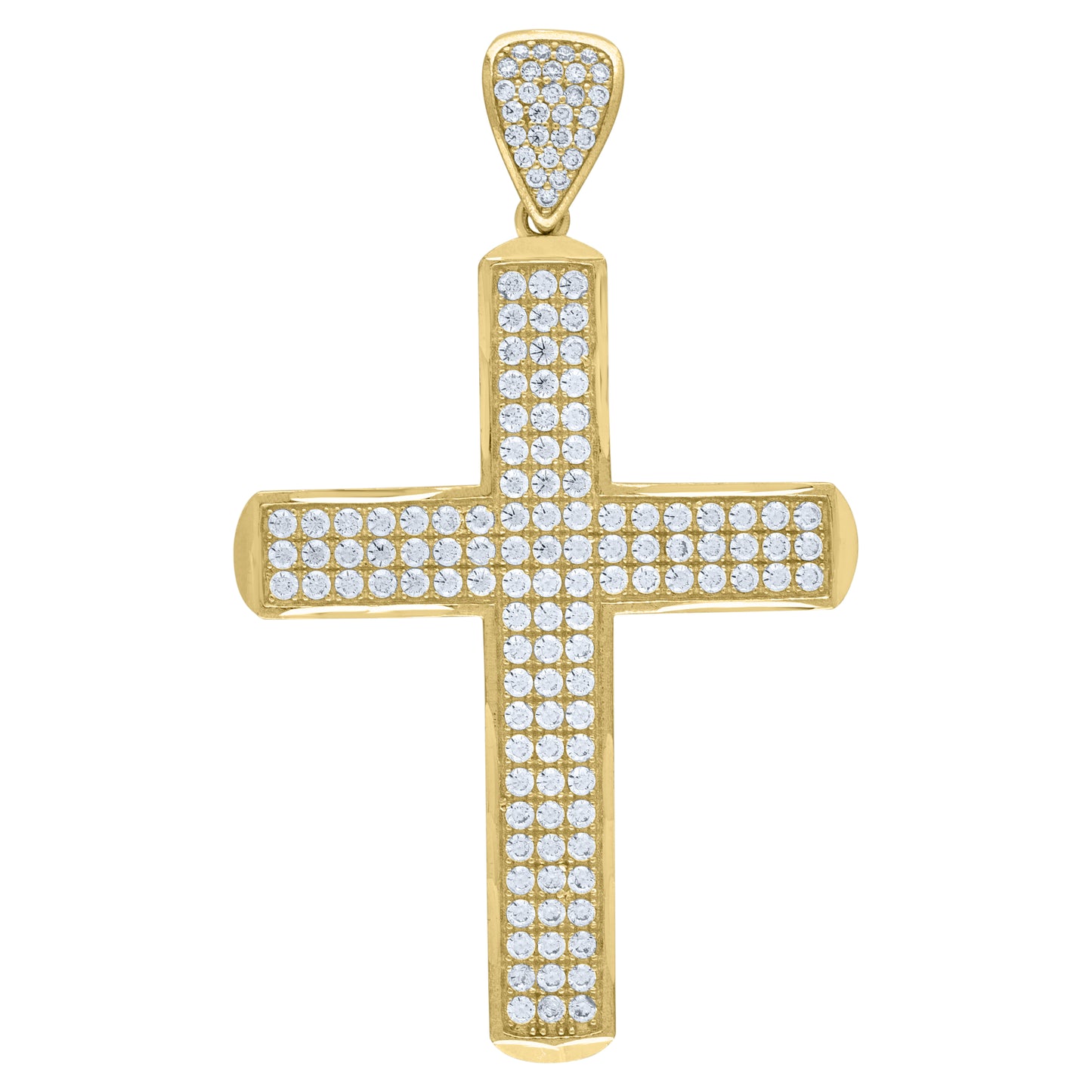 10k Yellow Gold Mens Cubic Zirconia Cross Religious Charm Pendant
