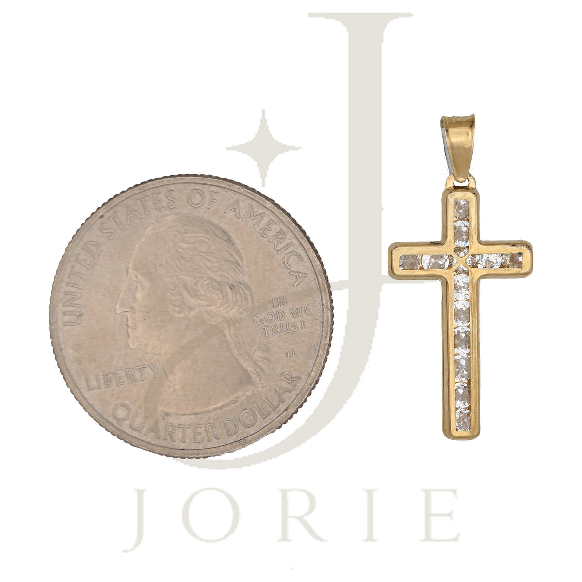 10k Yellow Gold Cubic-Zirconia Unisex Latin Cross Religious Charm Pendant