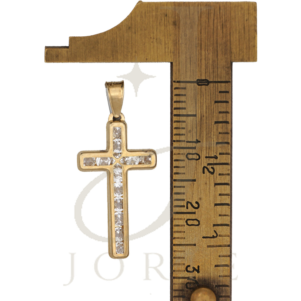 10k Yellow Gold Cubic-Zirconia Unisex Latin Cross Religious Charm Pendant