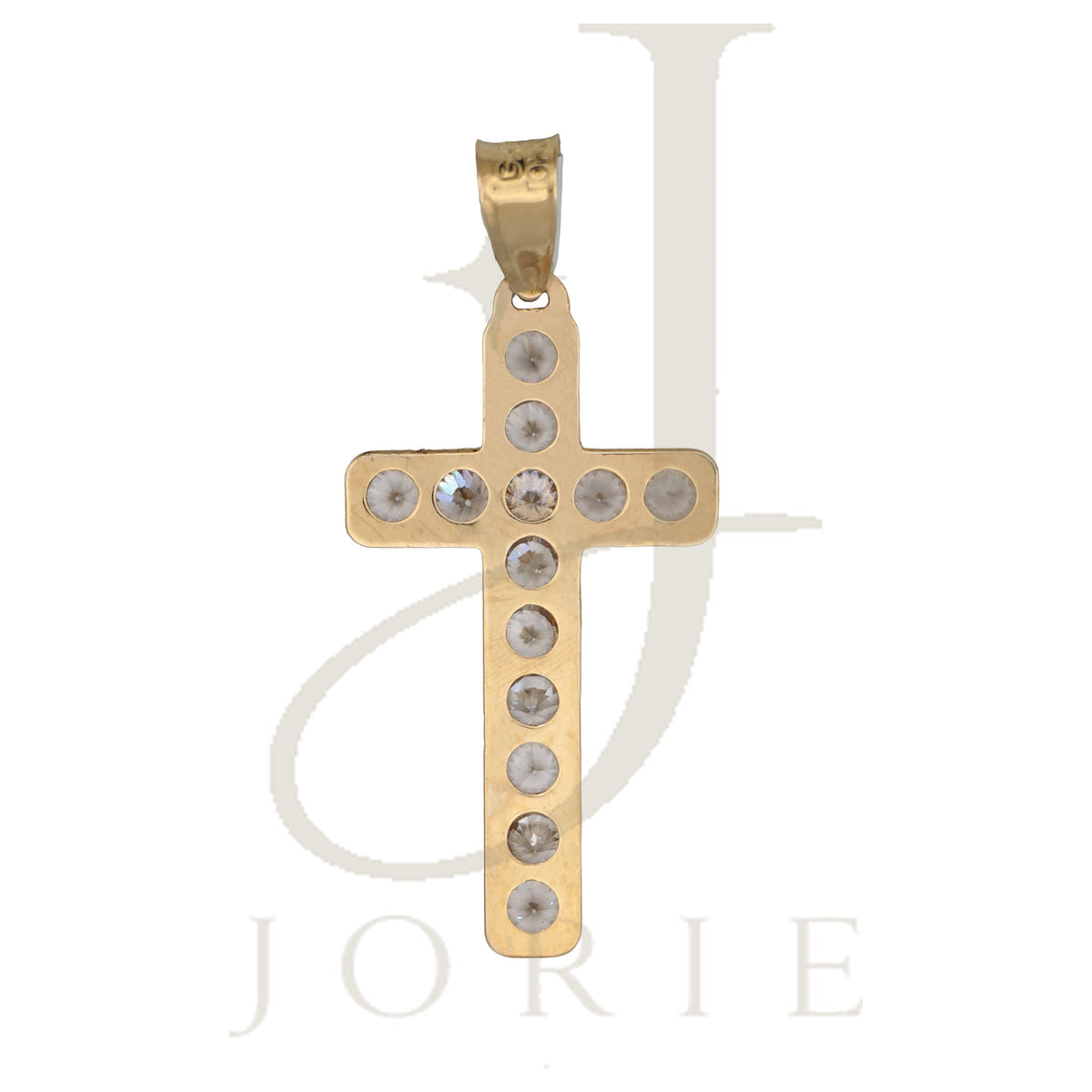 10k Yellow Gold Cubic-Zirconia Unisex Latin Cross Religious Charm Pendant