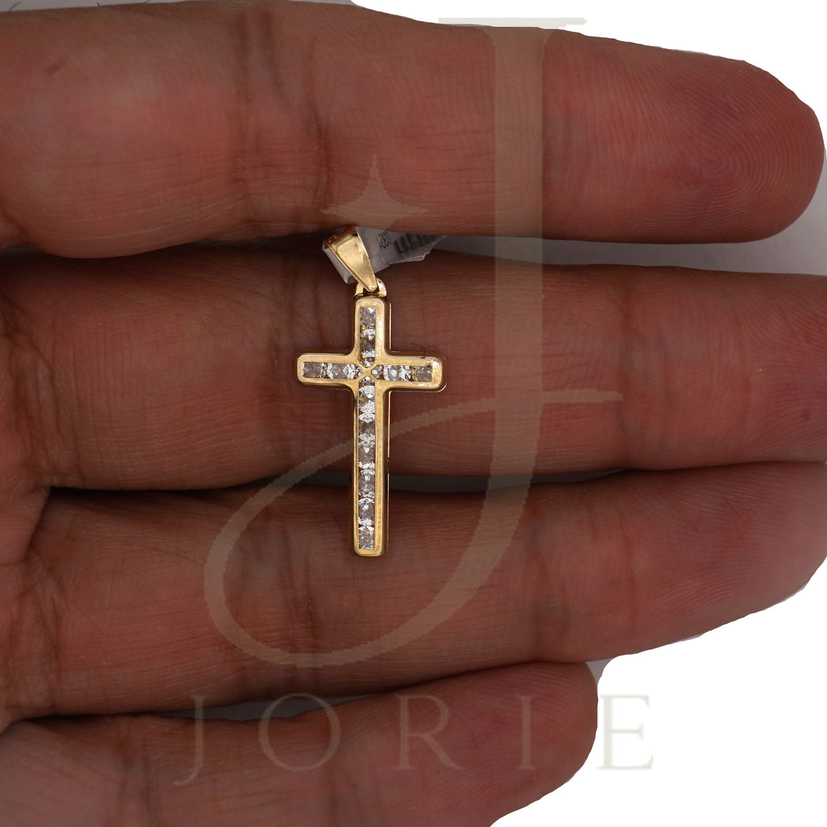 10k Yellow Gold Cubic-Zirconia Unisex Latin Cross Religious Charm Pendant
