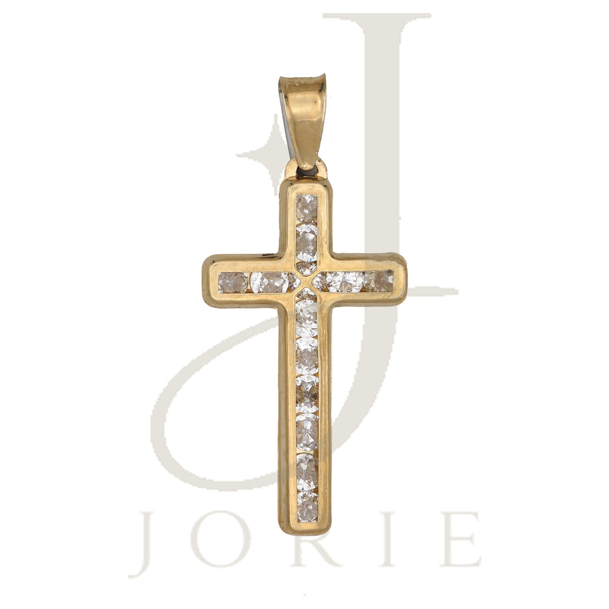 10k Yellow Gold Cubic-Zirconia Unisex Latin Cross Religious Charm Pendant