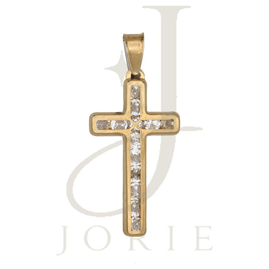 10k Yellow Gold Cubic-Zirconia Unisex Latin Cross Religious Charm Pendant
