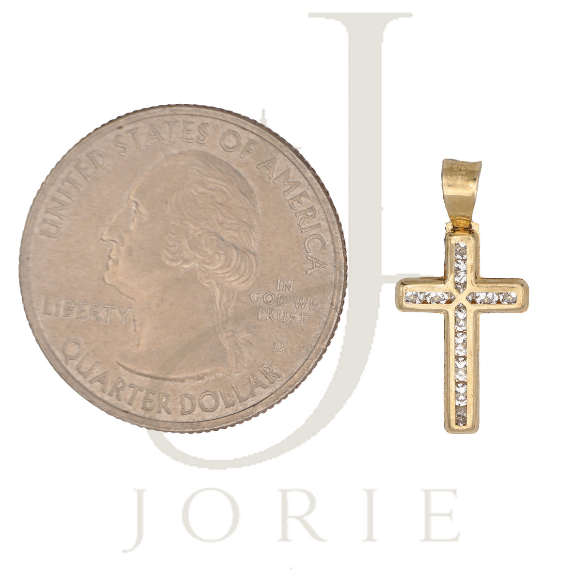 10k Yellow Gold Cubic-Zirconia Unisex Latin Cross Religious Charm Pendant