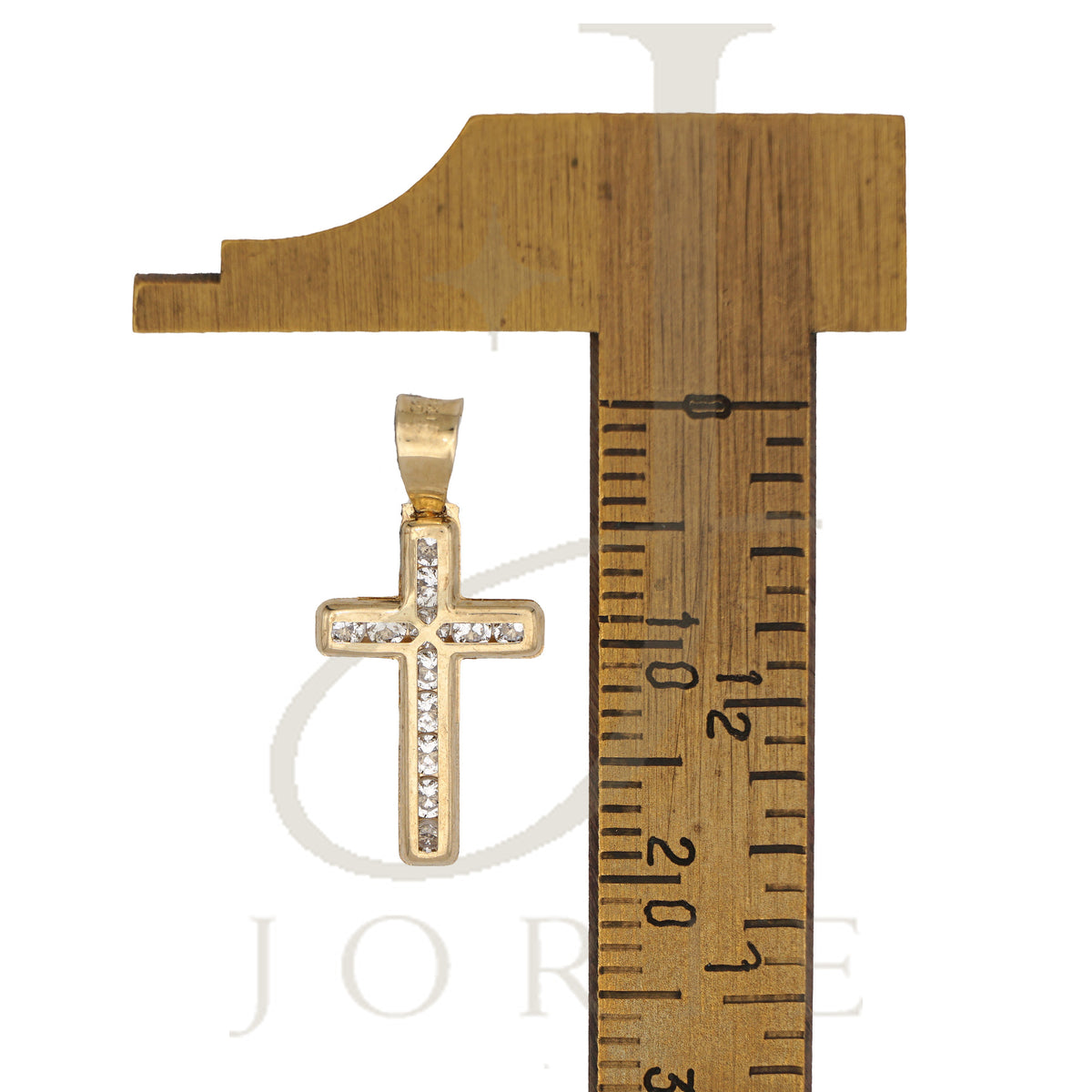 10k Yellow Gold Cubic-Zirconia Unisex Latin Cross Religious Charm Pendant