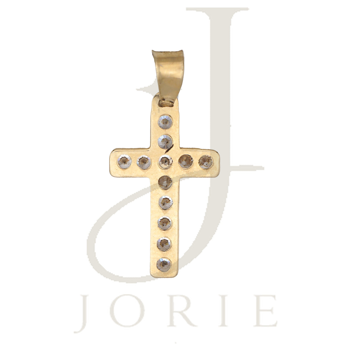 10k Yellow Gold Cubic-Zirconia Unisex Latin Cross Religious Charm Pendant