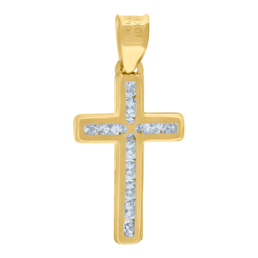 10kt Yellow Gold Cubic-Zirconia Unisex Latin Cross Religious Charm Pendant