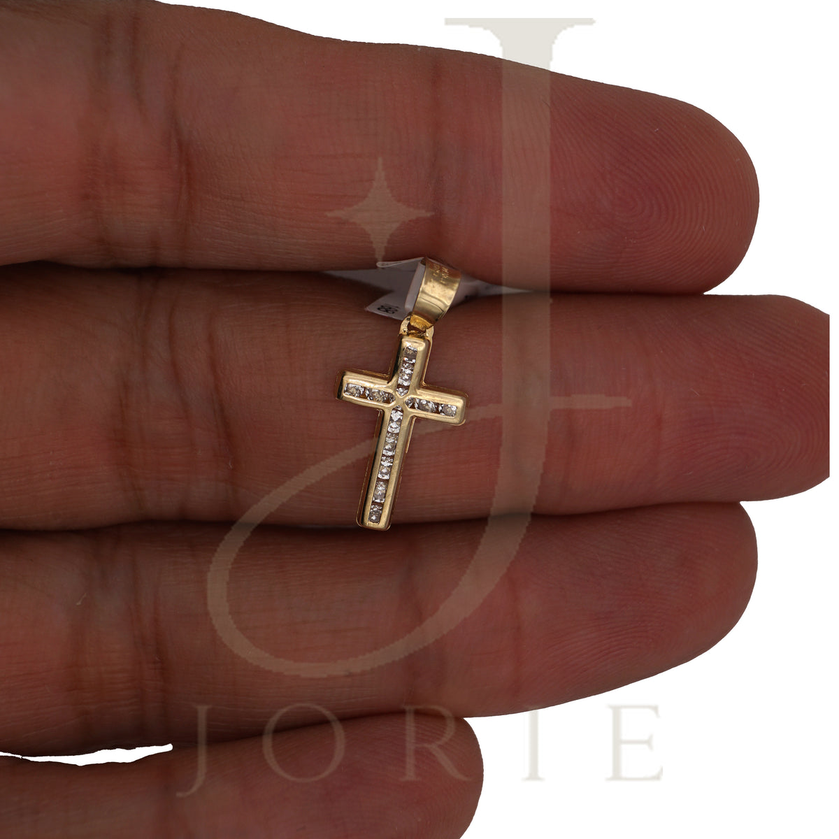 10k Yellow Gold Cubic-Zirconia Unisex Latin Cross Religious Charm Pendant