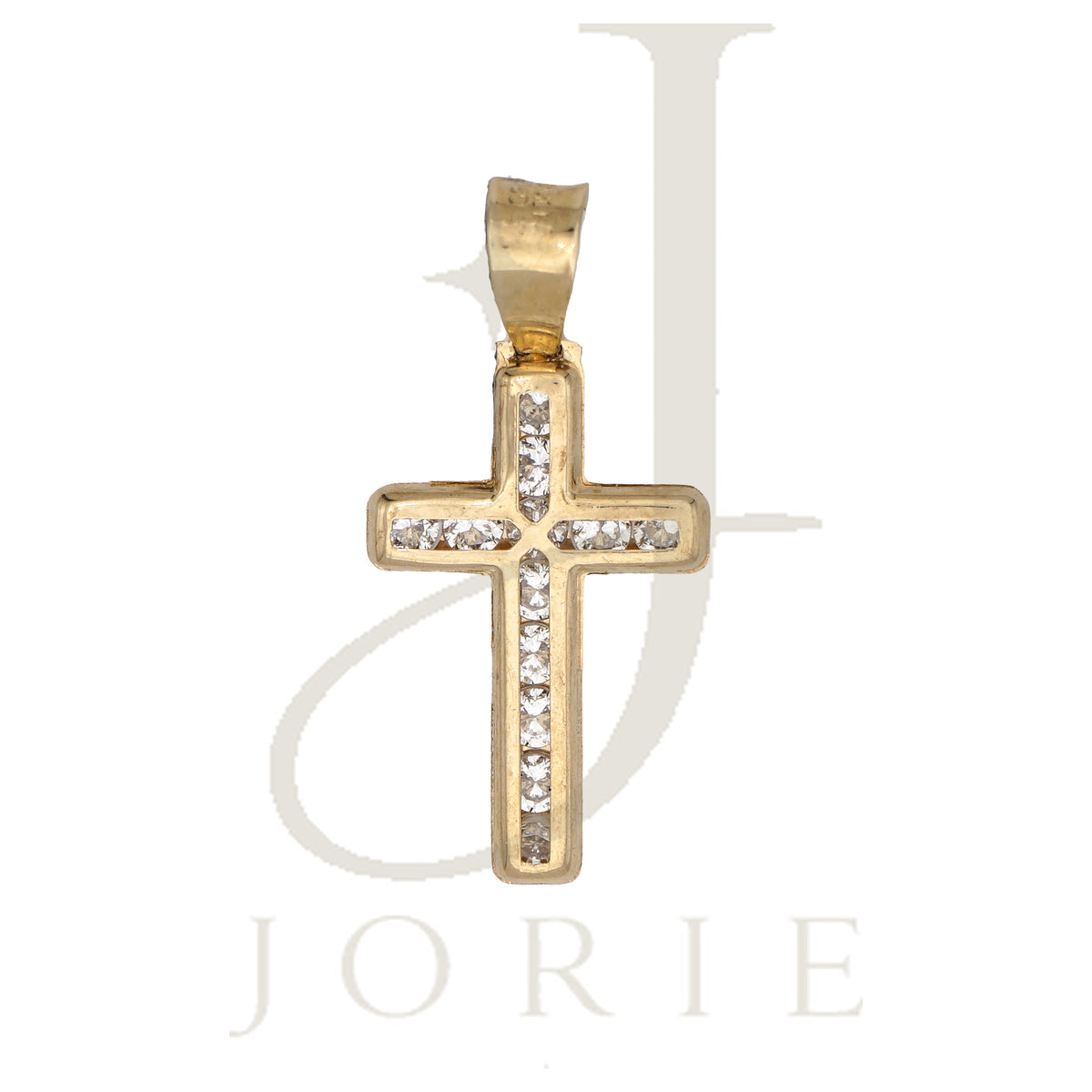 10k Yellow Gold Cubic-Zirconia Unisex Latin Cross Religious Charm Pendant