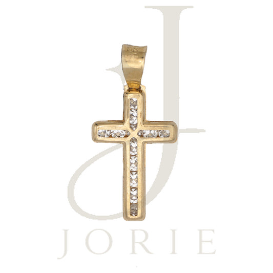 10k Yellow Gold Cubic-Zirconia Unisex Latin Cross Religious Charm Pendant