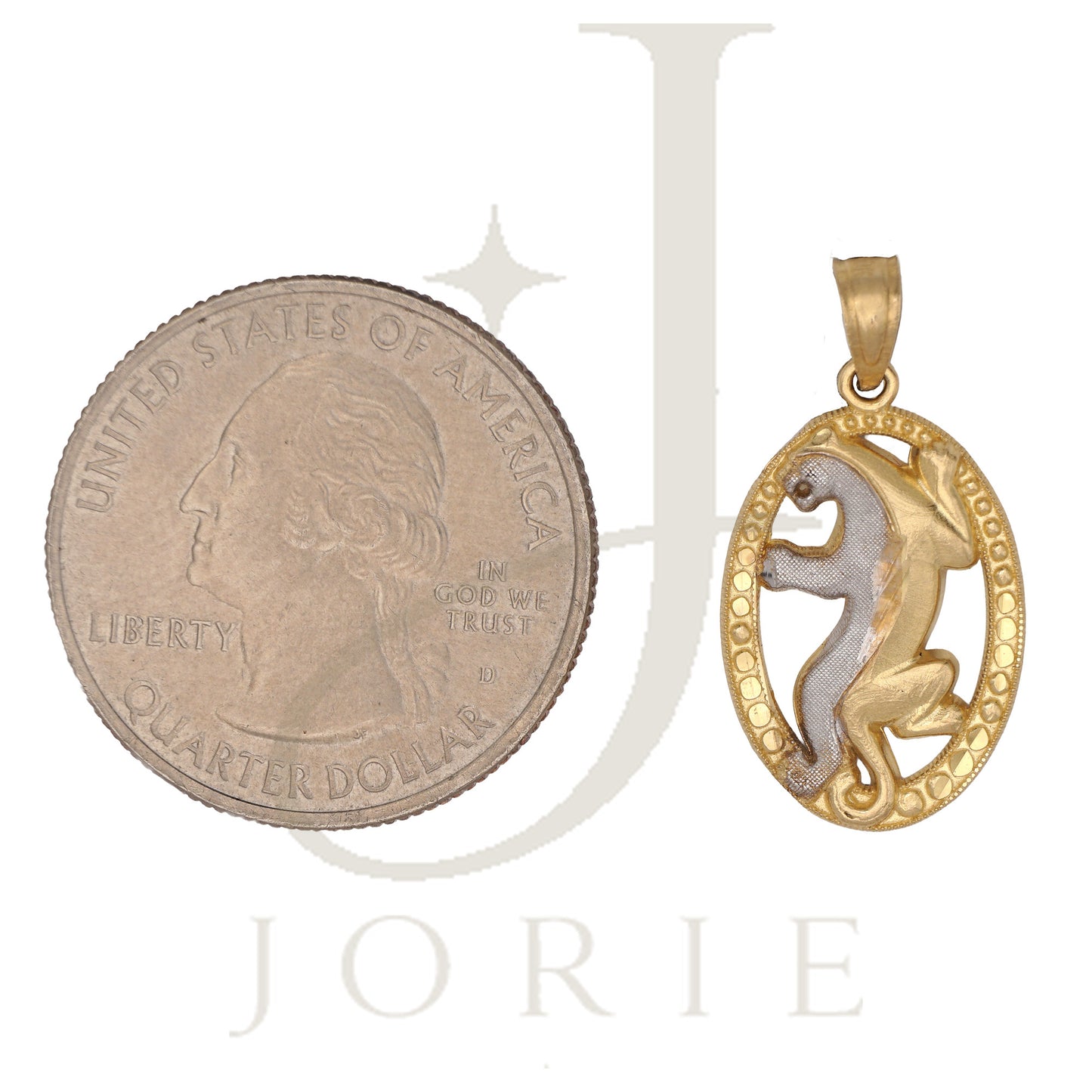 10k Two Tone Gold Unisex Diamond Cut Textured Tiger Animal Charm Pendant