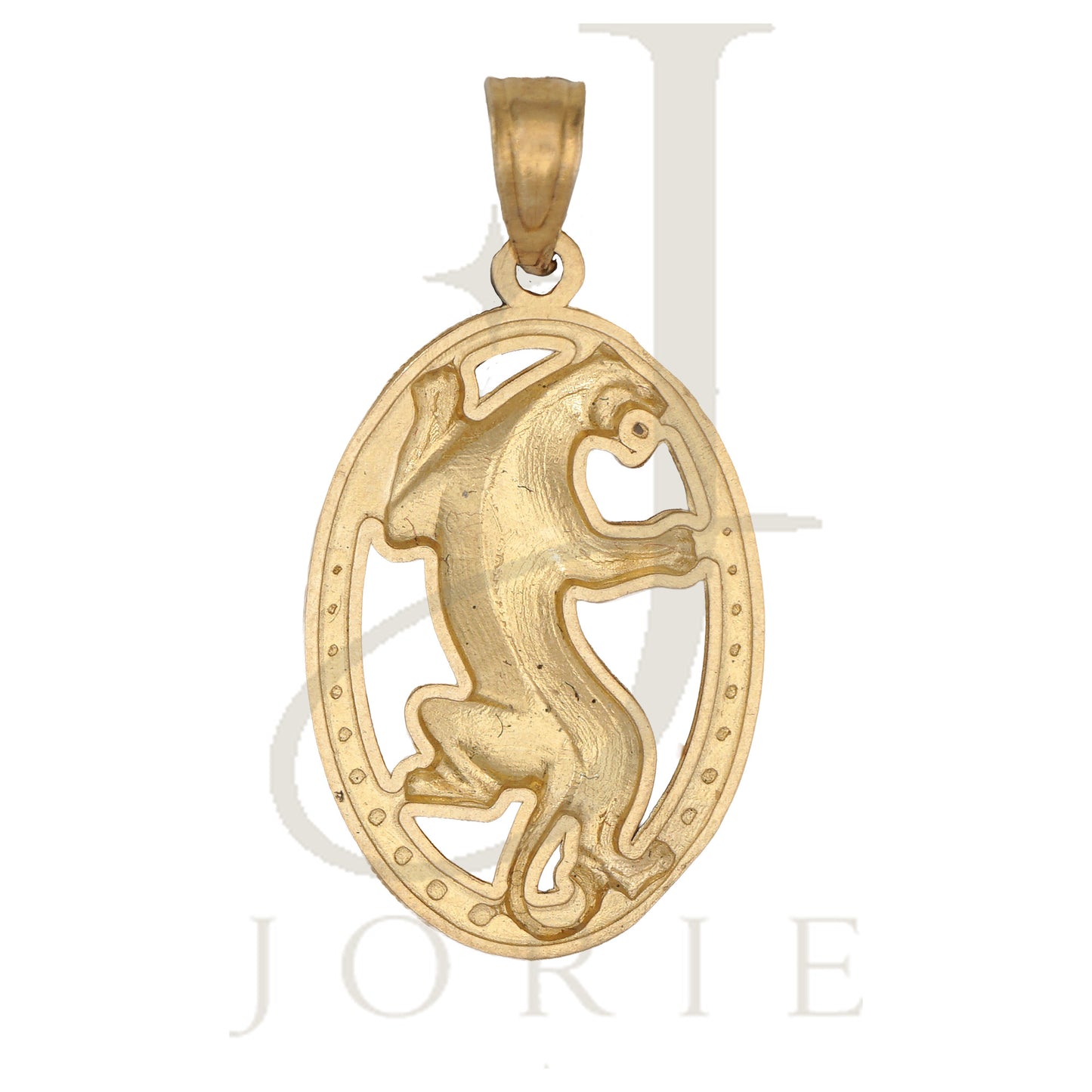 10k Two Tone Gold Unisex Diamond Cut Textured Tiger Animal Charm Pendant