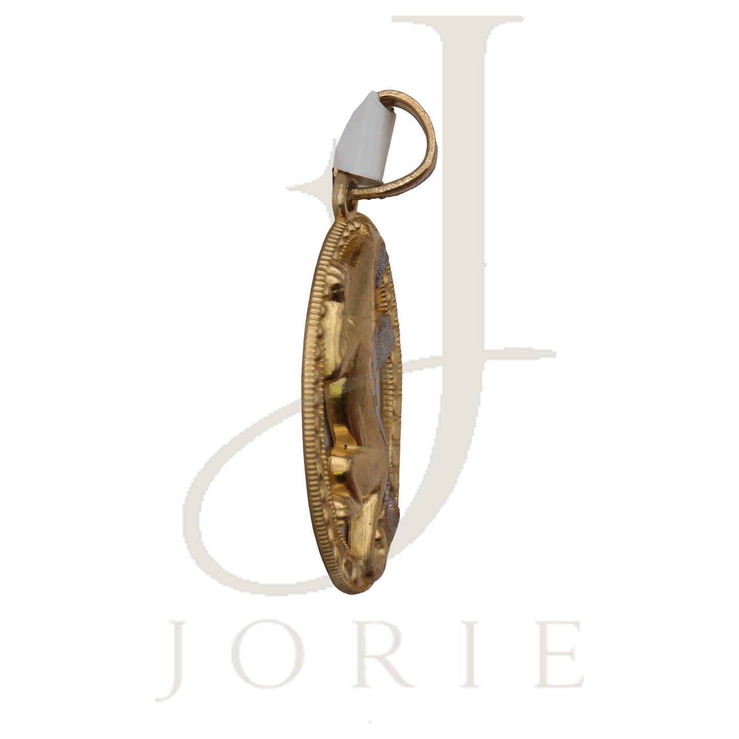 10k Two Tone Gold Unisex Diamond Cut Textured Tiger Animal Charm Pendant